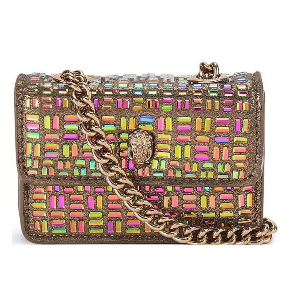 Kurt Geiger Gold Metallic Multicolor Embellished Shoulder mini Bag